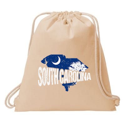 Distressed South Carolina Drawstring Bag