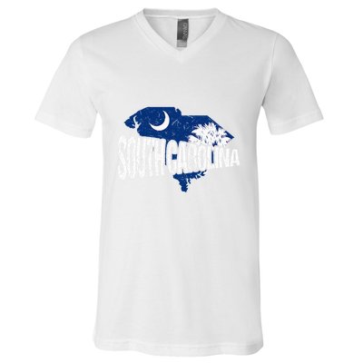 Distressed South Carolina V-Neck T-Shirt
