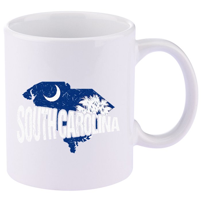Distressed South Carolina 11oz C Handle Ceramic Mug