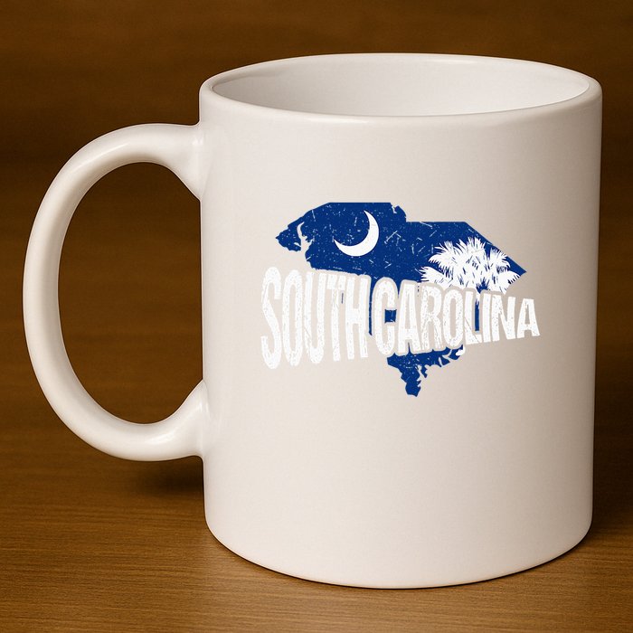 Distressed South Carolina 11oz C Handle Ceramic Mug