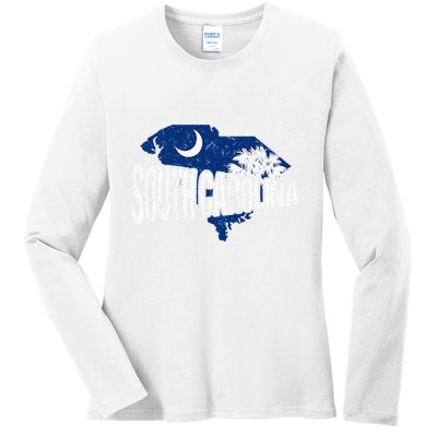 Distressed South Carolina Ladies Long Sleeve Shirt