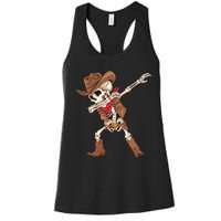 Dabbing Skeleton Cowboy Halloween Costume Women's Racerback Tank