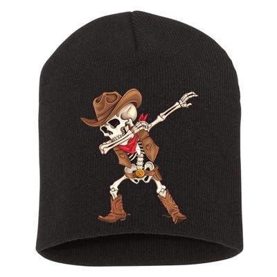 Dabbing Skeleton Cowboy Halloween Costume Short Acrylic Beanie