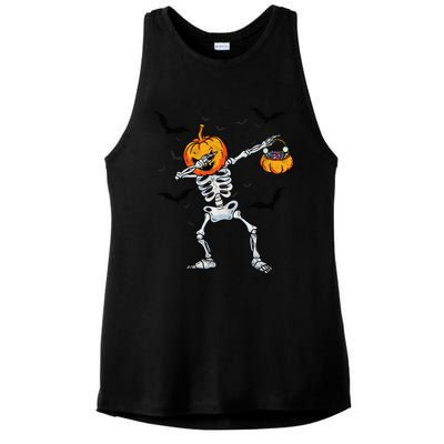 Dabbing Skeleton Cute Gift Dab Dance Halloween Pumpkin Gift Ladies PosiCharge Tri-Blend Wicking Tank