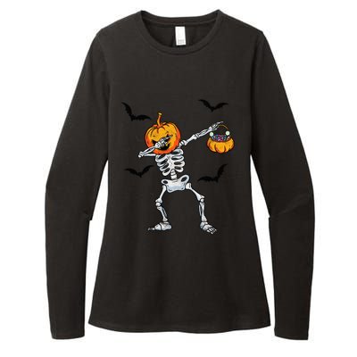 Dabbing Skeleton Cute Gift Dab Dance Halloween Pumpkin Gift Womens CVC Long Sleeve Shirt