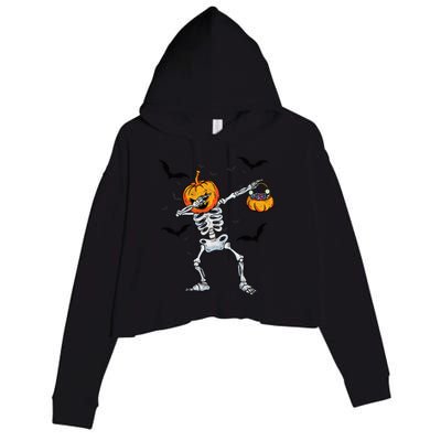 Dabbing Skeleton Cute Gift Dab Dance Halloween Pumpkin Gift Crop Fleece Hoodie