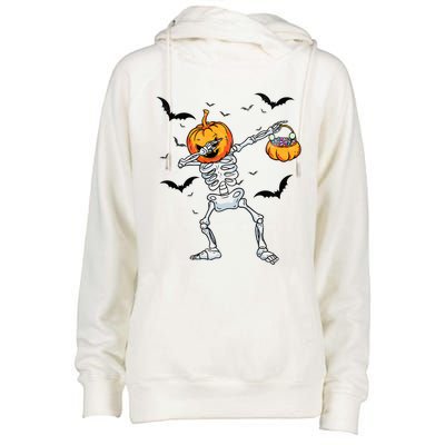 Dabbing Skeleton Cute Gift Dab Dance Halloween Pumpkin Gift Womens Funnel Neck Pullover Hood