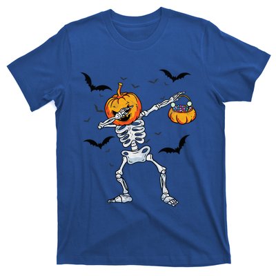 Dabbing Skeleton Cute Gift Dab Dance Halloween Pumpkin Gift T-Shirt