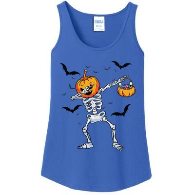 Dabbing Skeleton Cute Gift Dab Dance Halloween Pumpkin Gift Ladies Essential Tank