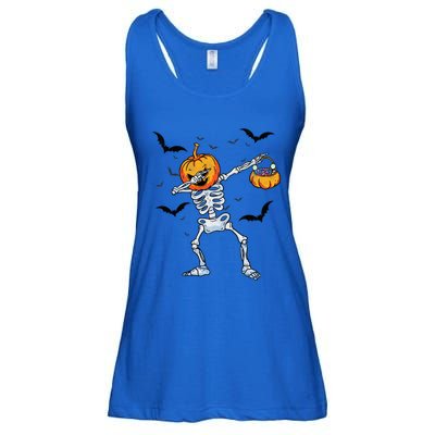 Dabbing Skeleton Cute Gift Dab Dance Halloween Pumpkin Gift Ladies Essential Flowy Tank