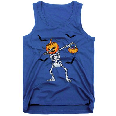 Dabbing Skeleton Cute Gift Dab Dance Halloween Pumpkin Gift Tank Top