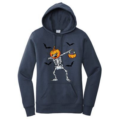 Dabbing Skeleton Cute Gift Dab Dance Halloween Pumpkin Gift Women's Pullover Hoodie