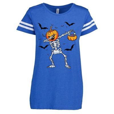 Dabbing Skeleton Cute Gift Dab Dance Halloween Pumpkin Gift Enza Ladies Jersey Football T-Shirt