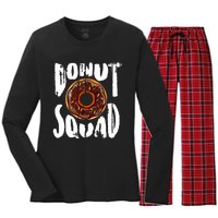 Donut Squad Cool Donut Lover Doughnut Gift Women's Long Sleeve Flannel Pajama Set 