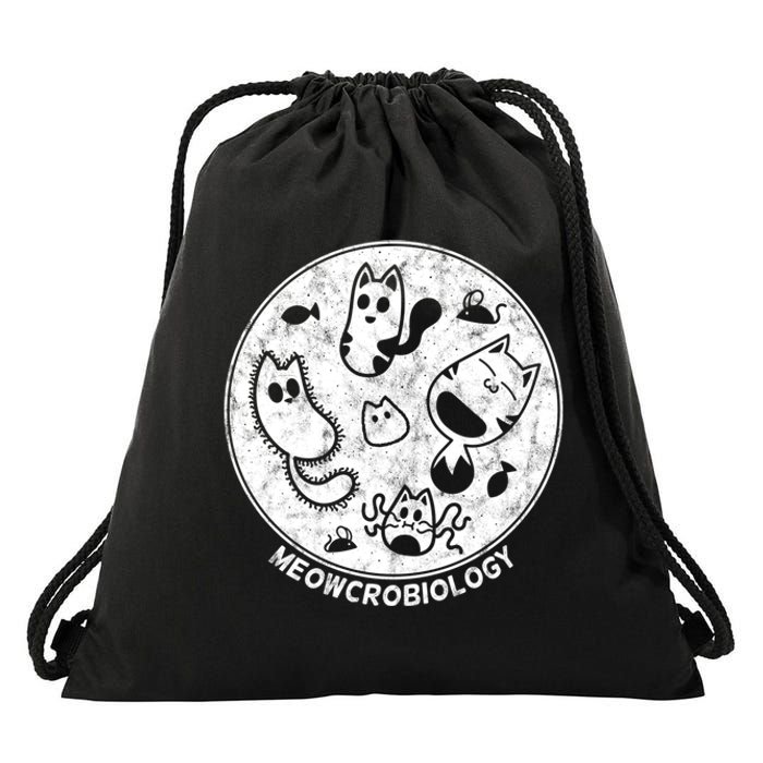 Distressed Science Cat Bacteria Microbiology Meowcrobiology Drawstring Bag