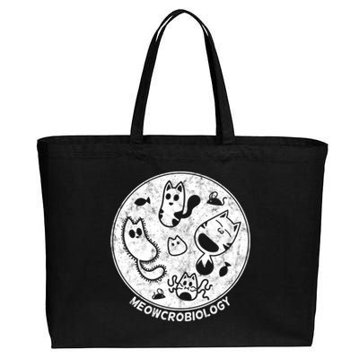 Distressed Science Cat Bacteria Microbiology Meowcrobiology Cotton Canvas Jumbo Tote