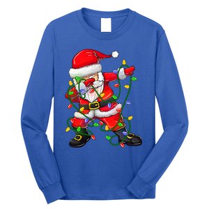 Dabbing Santa Cute Gift For Boys Girls Christmas Tree Lights Cool Gift Long Sleeve Shirt