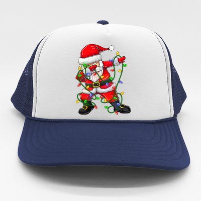 Dabbing Santa Cute Gift For Boys Girls Christmas Tree Lights Cool Gift Trucker Hat