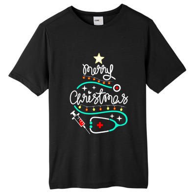 Doctor Stethoscope Christmas Gift Nurse Merry Christmas Tree Gift Tall Fusion ChromaSoft Performance T-Shirt