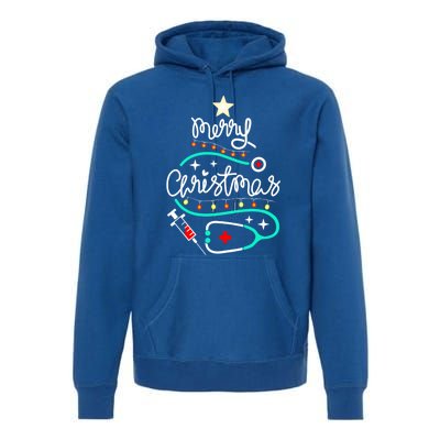 Doctor Stethoscope Christmas Gift Nurse Merry Christmas Tree Gift Premium Hoodie