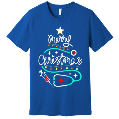 Doctor Stethoscope Christmas Gift Nurse Merry Christmas Tree Gift Premium T-Shirt