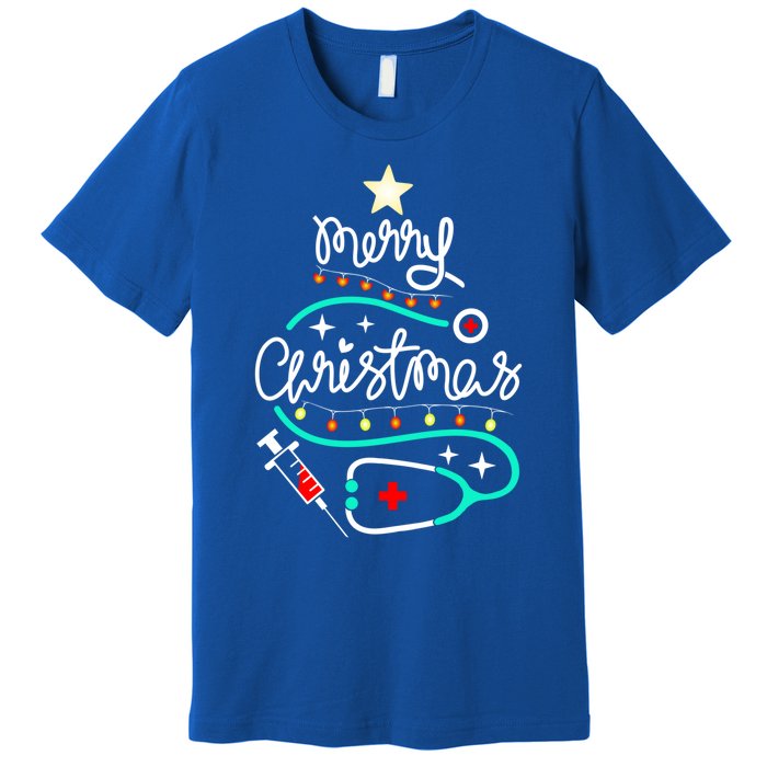 Doctor Stethoscope Christmas Gift Nurse Merry Christmas Tree Gift Premium T-Shirt