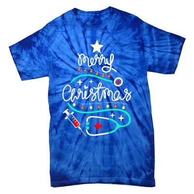 Doctor Stethoscope Christmas Gift Nurse Merry Christmas Tree Gift Tie-Dye T-Shirt