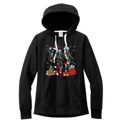 Dancing Skeleton Christmas Lights Nurse Nursing Scrub Xmas Gift Women's Fleece Hoodie