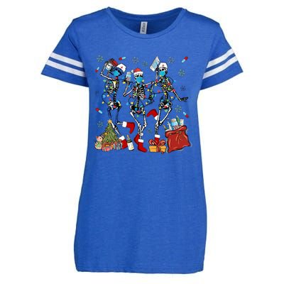 Dancing Skeleton Christmas Lights Nurse Nursing Scrub Xmas Gift Enza Ladies Jersey Football T-Shirt