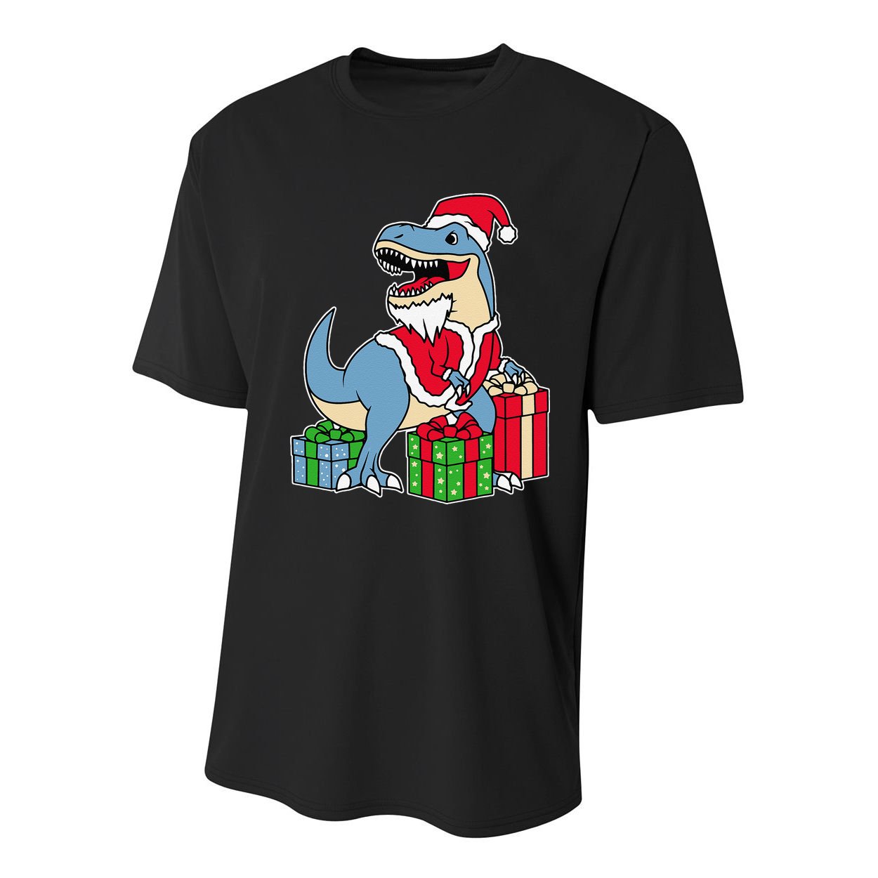 Dinosaur Santa Claus Trex Christmas Xmas Gift.png Youth Performance Sprint T-Shirt