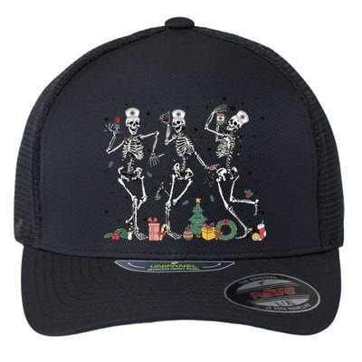 Dancing Skeleton Christmas Nurse Nursing Scrubs Xmas Er Icu Gift Flexfit Unipanel Trucker Cap