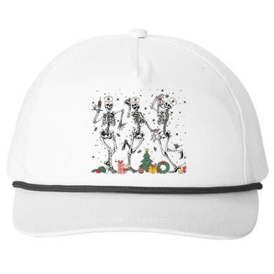 Dancing Skeleton Christmas Nurse Nursing Scrubs Xmas Er Icu Gift Snapback Five-Panel Rope Hat