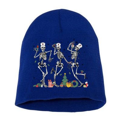 Dancing Skeleton Christmas Nurse Nursing Scrubs Xmas Er Icu Gift Short Acrylic Beanie