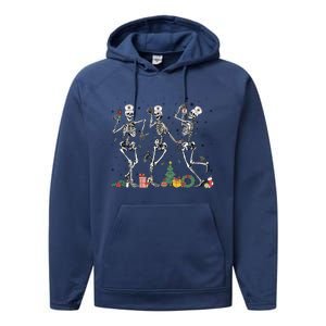 Dancing Skeleton Christmas Nurse Nursing Scrubs Xmas Er Icu Gift Performance Fleece Hoodie