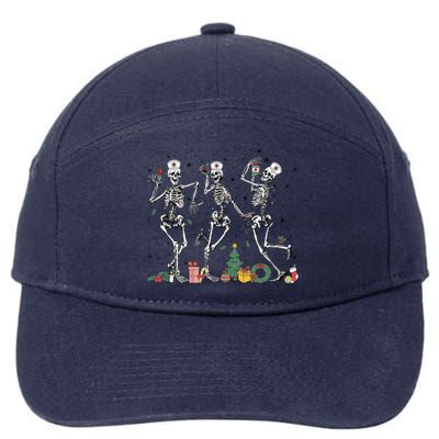 Dancing Skeleton Christmas Nurse Nursing Scrubs Xmas Er Icu Gift 7-Panel Snapback Hat