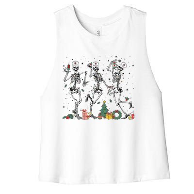 Dancing Skeleton Christmas Nurse Nursing Scrubs Xmas Er Icu Gift Women's Racerback Cropped Tank