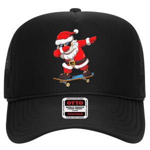 Dabbing Santa Claus Kids Boys Skate Skateboard Christmas TShirt High Crown Mesh Back Trucker Hat