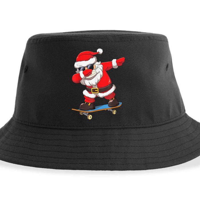 Dabbing Santa Claus Kids Boys Skate Skateboard Christmas TShirt Sustainable Bucket Hat