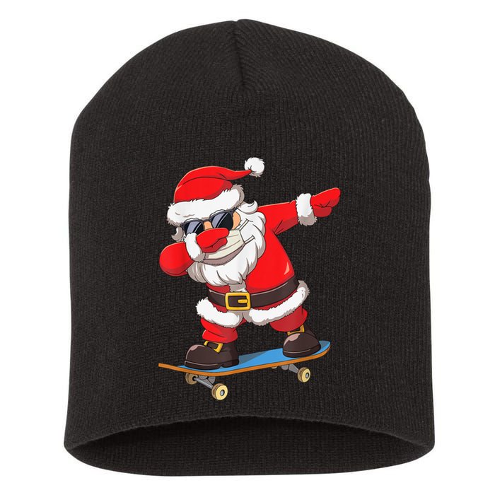 Dabbing Santa Claus Kids Boys Skate Skateboard Christmas TShirt Short Acrylic Beanie