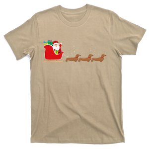 Dachshund Santa Christmas Sleigh Funny Dachshund Xmas T-Shirt