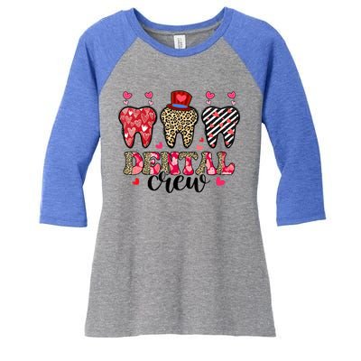 Dental Squad Cute Teeth Dental Assistant Valentine's Day Gift Women's Tri-Blend 3/4-Sleeve Raglan Shirt