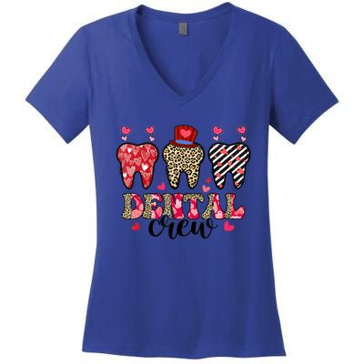 Dental Squad Cute Teeth Dental Assistant Valentine's Day Gift Women's V-Neck T-Shirt