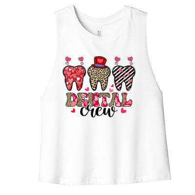 Dental Squad Cute Teeth Dental Assistant Valentine's Day Gift Women's Racerback Cropped Tank