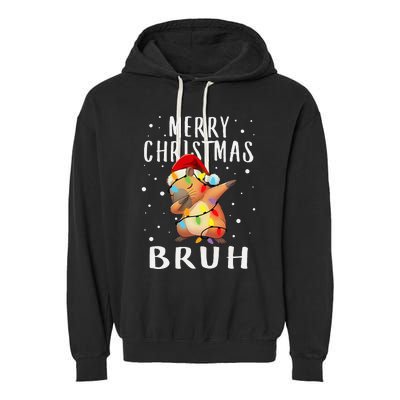 Dabbing Santa Capy Light Merry Christmas Bruh Garment-Dyed Fleece Hoodie