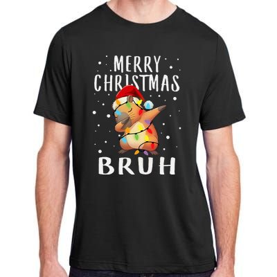 Dabbing Santa Capy Light Merry Christmas Bruh Adult ChromaSoft Performance T-Shirt