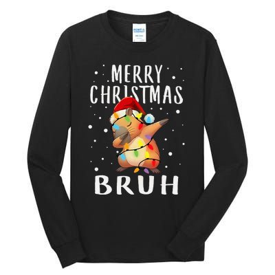 Dabbing Santa Capy Light Merry Christmas Bruh Tall Long Sleeve T-Shirt