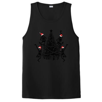 Dancing Skeleton Christmas Tree Xmas Vibes Skeleton Gift PosiCharge Competitor Tank