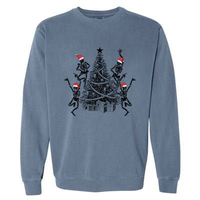 Dancing Skeleton Christmas Tree Xmas Vibes Skeleton Gift Garment-Dyed Sweatshirt