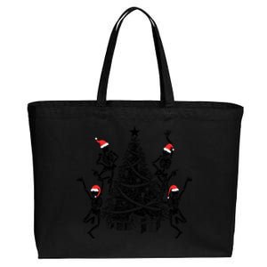 Dancing Skeleton Christmas Tree Xmas Vibes Skeleton Gift Cotton Canvas Jumbo Tote