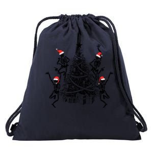 Dancing Skeleton Christmas Tree Xmas Vibes Skeleton Gift Drawstring Bag